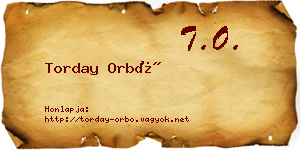 Torday Orbó névjegykártya